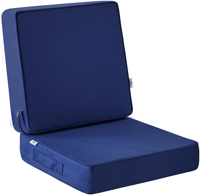 IPYNBAP Outdoor Cushions, Outdoor Chair Cushions 24x24x4 Inch, Cushions for Outdoor Furniture with Removable Cover, Waterproof & Fade Resistant Outdoor Seat Cushions for Patio, Lawn, Navy Blue