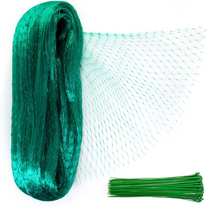 20 x 33ft Garden Netting, Bird Netting Strawberries Cover for Plants, Fruit, Vegetables,Seedlings with 100 PCS of Zip Ties