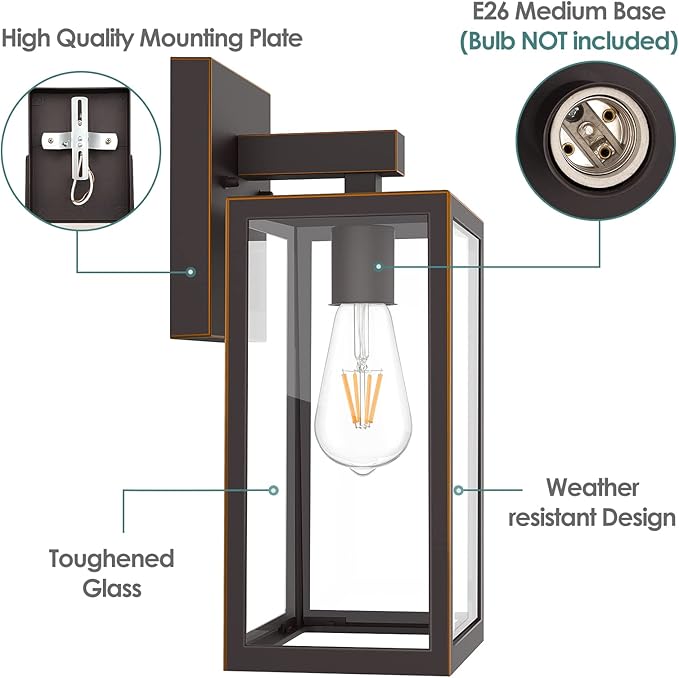 MAXvolador Outdoor Wall Sconce, Large Exterior Waterproof Wall Lantern Light