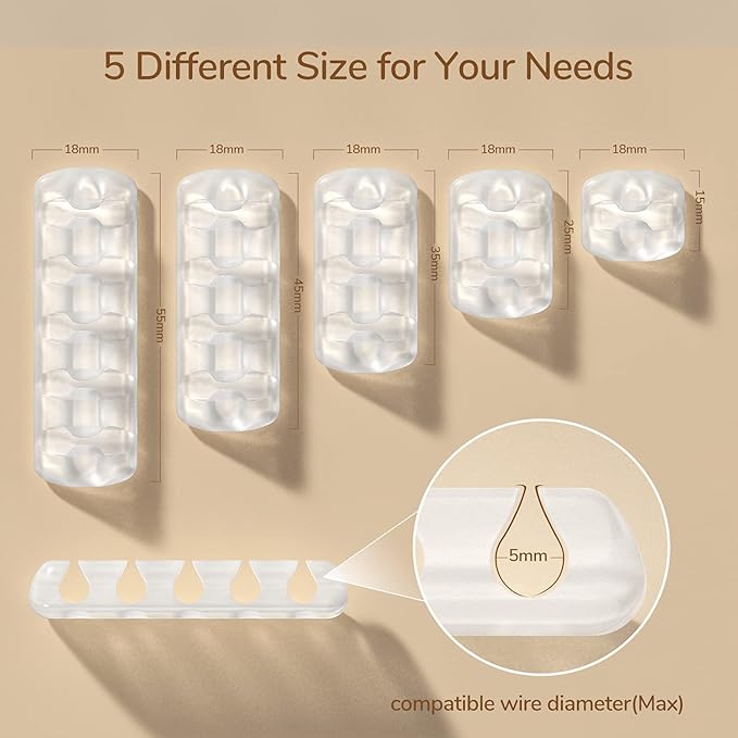 Syncwire Clear Cable Clips - Cord Holders - Self Adhesive Cable Management Organizer - Home, Office, Cubicle, Car, Nightstand, Desk Accessories - Gift Ideas Men, Women, Dad, Mom (5 Packs/15 Slots)