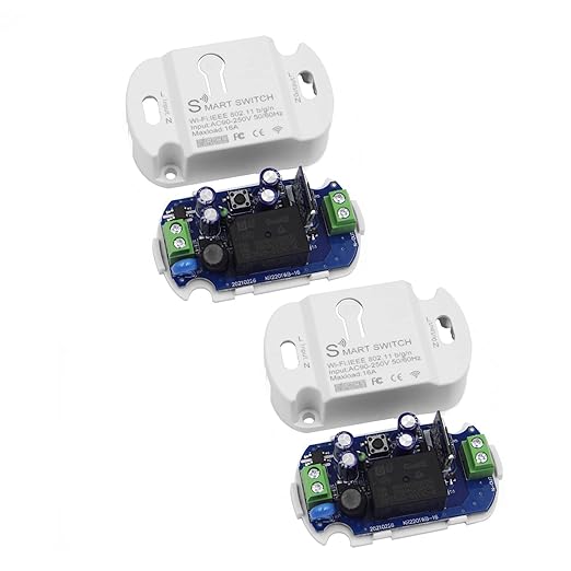 16A Basic Wireless Smart Switchï¼Wi-Fi Light Switch Compatible with Alexa & Google Home & SmartThings,FCC Certified,No Hub Required Support DIY Module (2 pcs)