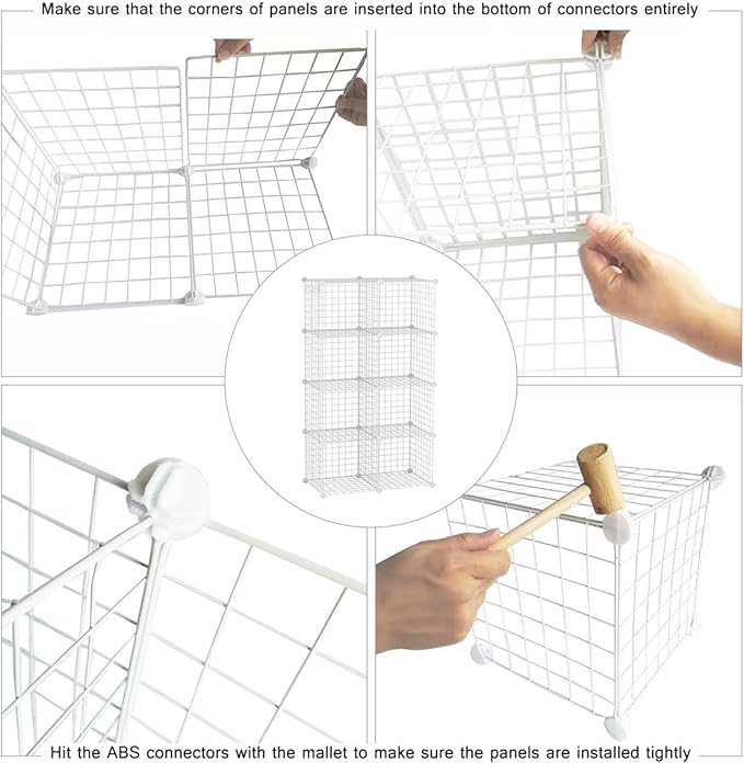 C&AHOME Wire Cube Storage, 8-Cube Organizer Metal C Grids Storage, Storage Bins