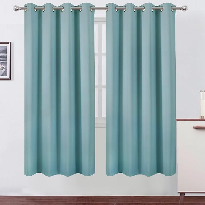 LEMOMO Stone Blue Thermal Blackout Curtains/52 x 72 Inch/Set of 2 Panels Room