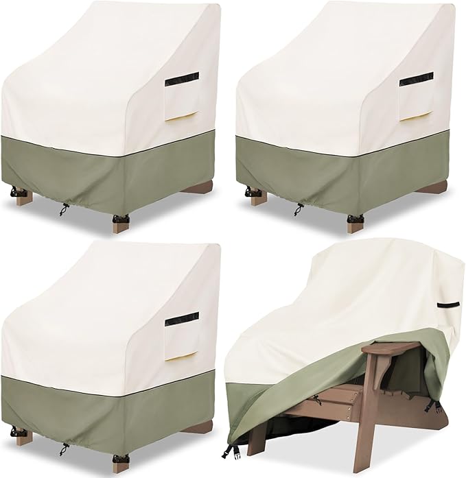 Outdoor Chair Covers 4 Pack 30 W x 34 D x 36 H inches,600D Heavy Duty Waterproof Adirondack Chair Cover,Outdoor Furniture Covers for Lawn/Garden Chiar