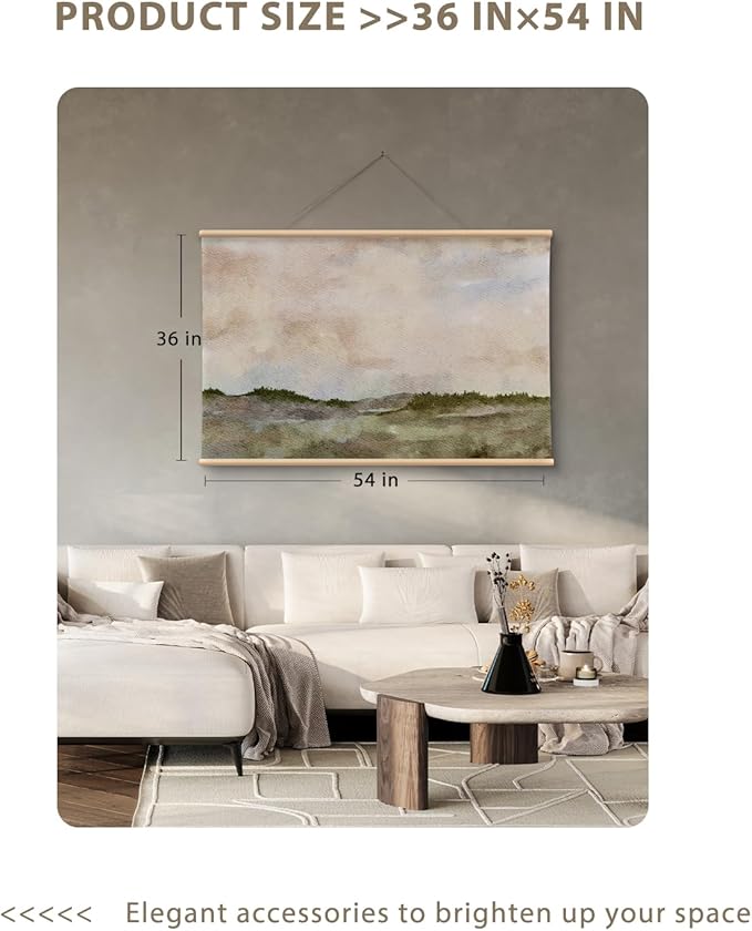 VIYYIEA Extra Large Canvas Wall Art, 36x54 Inch Minimalist Landscape Painting, Neutral Abstract Nature Wall Decor for Living Room or Bedroom, Above Sofa