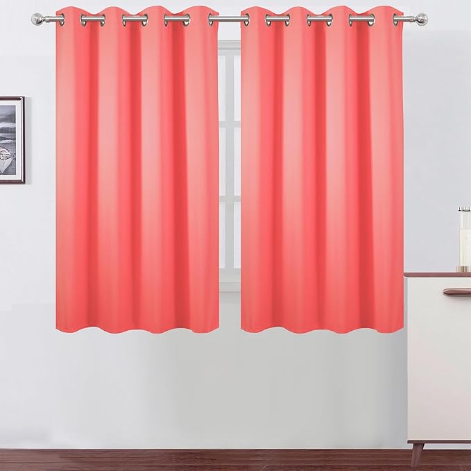 LEMOMO Blackout Curtains 52 x 45 inch Coral Curtains Set of 2 Panels/Thermal