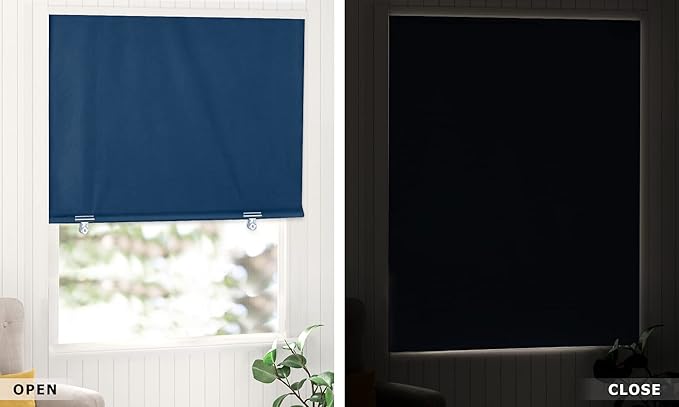 LazBlinds 100% Blackout Door Curtain, No Tools No Drill Cordless Blinds