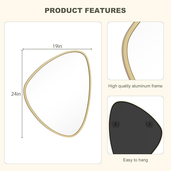 WallBeyond Asymmetrical Mirror, Irregular Wall Mirror, Wall Mirrors Decorative