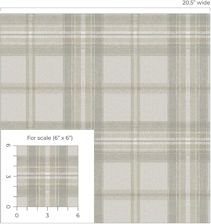 NextWall Harry & Grace Herringbone Plaid Premium Matte Non-Woven Peel and Stick