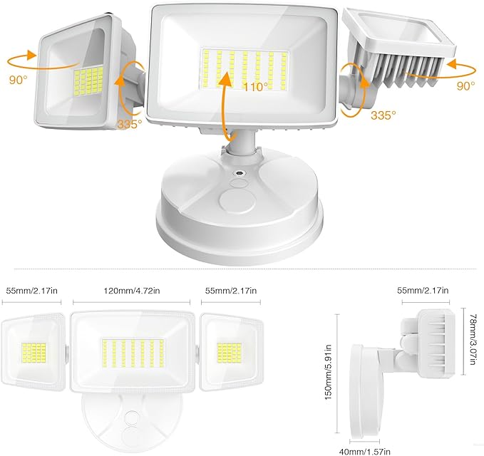 Onforu 75W Flood Lights Outdoor, 7000LM Brightness Security Lights Switch