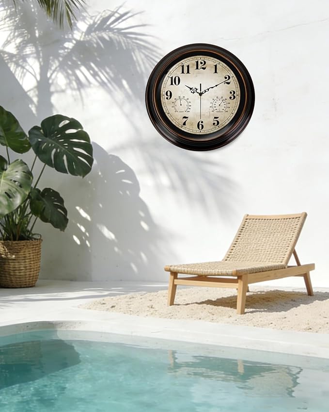 Vintage Wall Clock 16 Inch Quartz Silent Non-Ticking Analog Clock