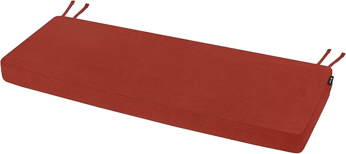 Favoyard Outdoor Bench Cushion 42 x 16 Inch Rainproof Patio Furniture Cushions 3-Year Color Fastness Garden Settee Porch Pads with Ties, Red