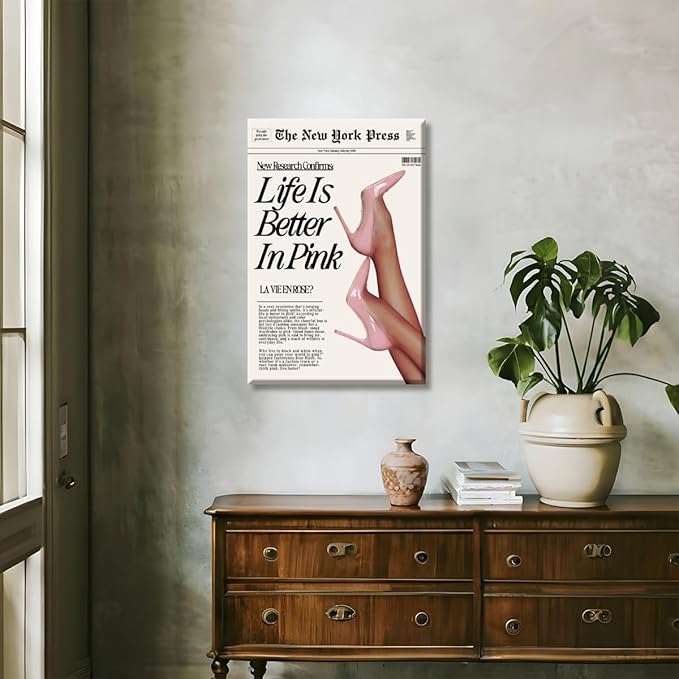 Trendy Baby Pink Poster 70s Canvas Prints The New York Press Wall Art Life Is