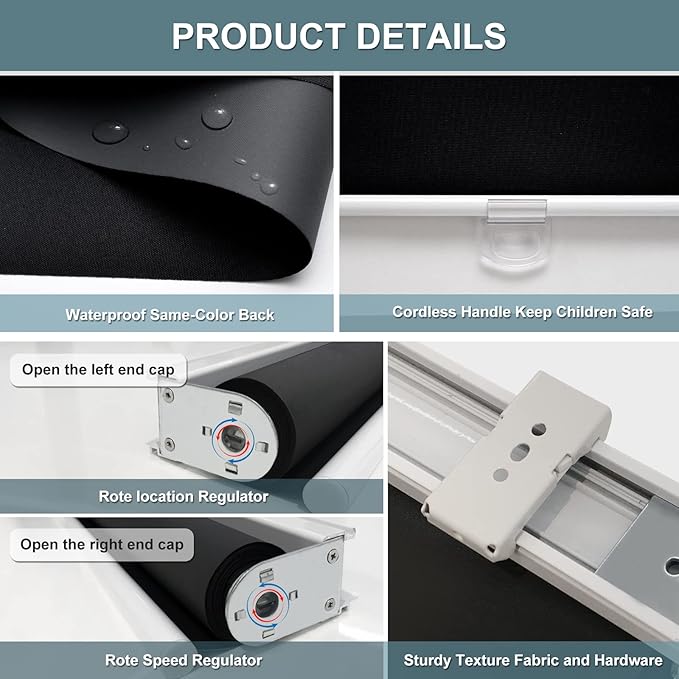 AOSKY Cordless Roller Shades Blackout Blinds
