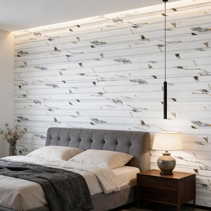 16 Pack Faux Marble Slat Wall Panels