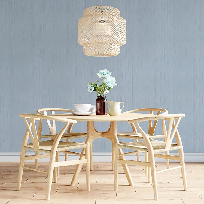 Blue Grasscloth Peel and Stick Wallpaper Texture Self-Adhesive Contact Paper
