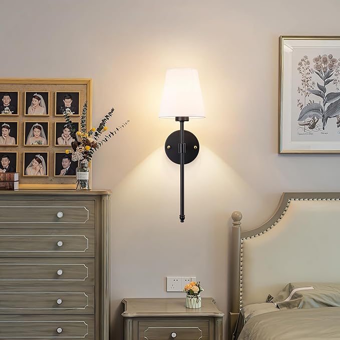 Peel and Stick Wall Sconces, Stick On Wall Sconce Set of 2, Battery Operated