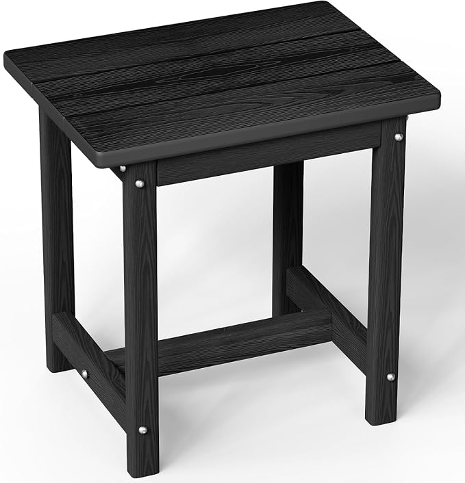 Outdoor Side Table â 17" HDPE Adirondack Side Tables, Sturdy Small Outdoor Porch Tables, Weather-Resistant & Easy Assembly Patio End Table for Garden, Balcony, Porch & Poolside (Black)