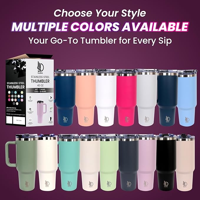 40oz Insulated Tumbler with Handle, Leakproof Straw Lid & Carry Handle - Double Wall Vacuum Insulation Keeps Ice 24 Hours, BPA Free Stainless Steel Water Bottle (Olive Green)