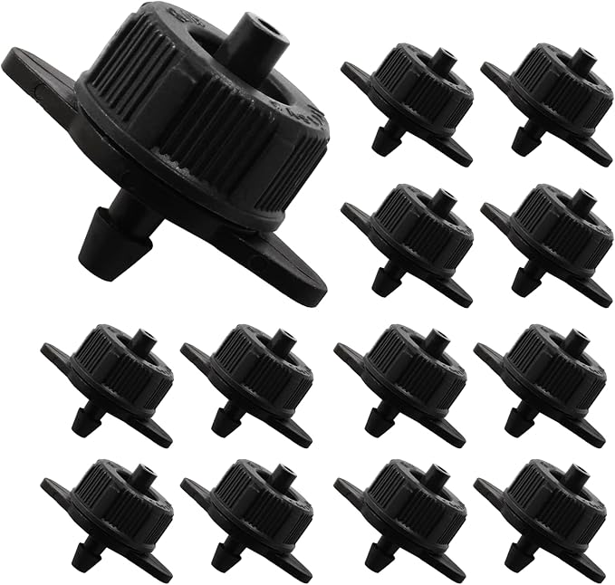 30 Pcs Drip Irrigation Emitters, 1 GPH Pressure Compensating Irrigation Drippers for Garden Lawn Watering Irrigation System, Black