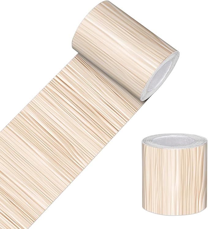 HOMETITUTE Wallpaper Border Peel and Stick Wall Border Beige Bamboo Texture