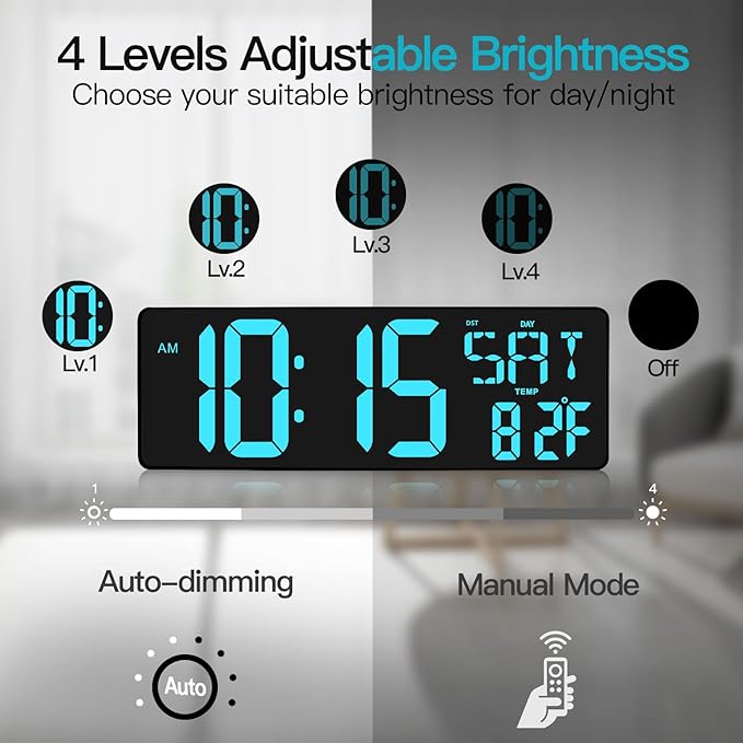 XREXS Large Digital Wall Clock