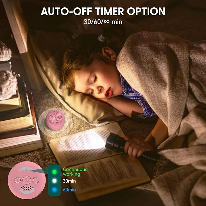 Babelio White Noise Sound Machine for Adults Kids Baby, Mini, 15 Non-looping Sounds, Timer, Memory Function, Easy to Pocket and Travel Pink