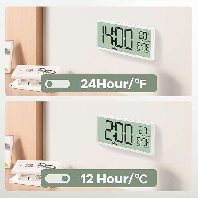 JALL 14.5" Large Digital Wall Clock Battery Operated
