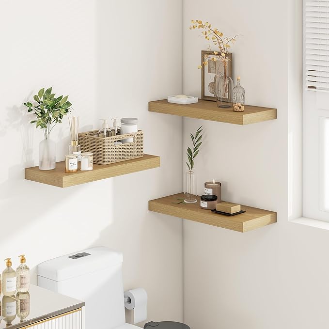 Vivelove 12 Inch Deep Floating Shelves 16 inch Long, 2 Inch Thick Wall Shelves