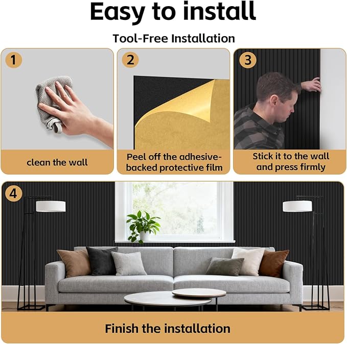 RITOLLO 12 Pack Acoustic Wall Panels, 47.2X23.6X0.4 inch Decorative