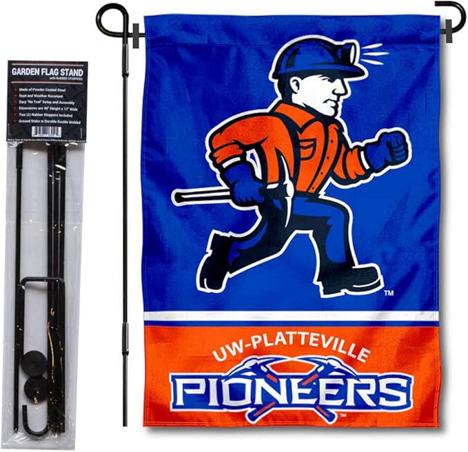 College Flags & Banners Co. Wisconsin Platteville Pioneers Garden Flag with Stand Holder