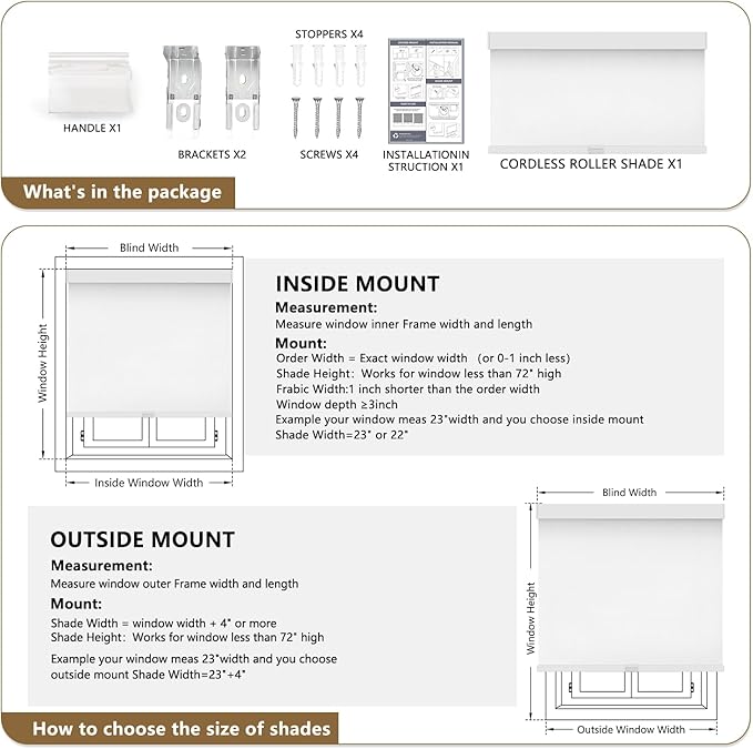 AOSKY Custom Linen Roller Blinds Shades