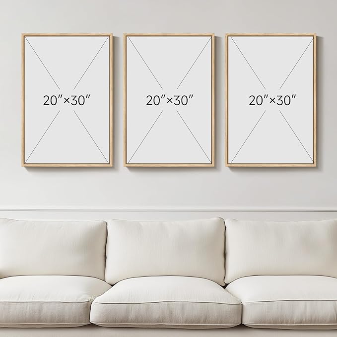 Framed Large Matisse Canvas Wall Art Set of 3, Vintage Neutral Abstract Floral