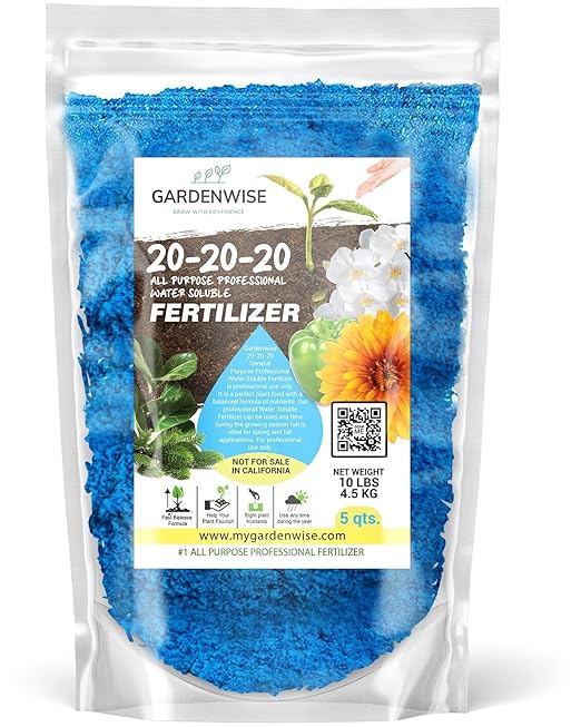 20-20-20 Water-Soluble Fertilizer â Powder for Liquid Plant Food for Indoor & Outdoor Plants, Orchids, Vegetables, Lawns, Flowers â 20 20 20 Fertilizer 5 Quarts (10 lbs)