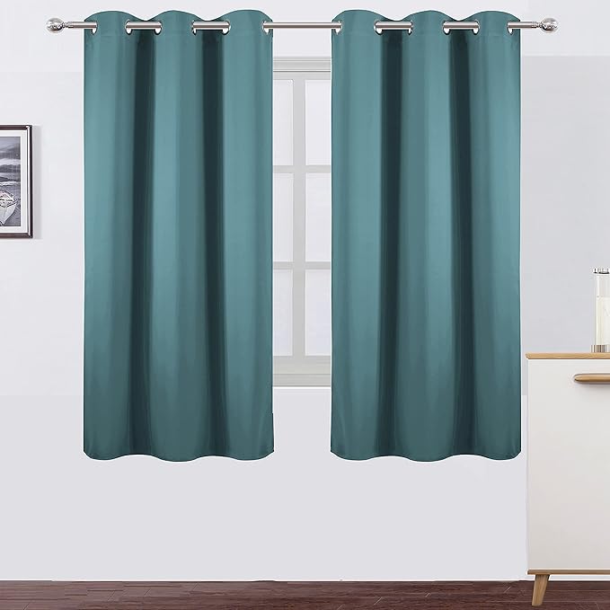 LEMOMO Sea Teal Blackout Curtains 40 x 63 Inch Length/Set of 2 Curtain