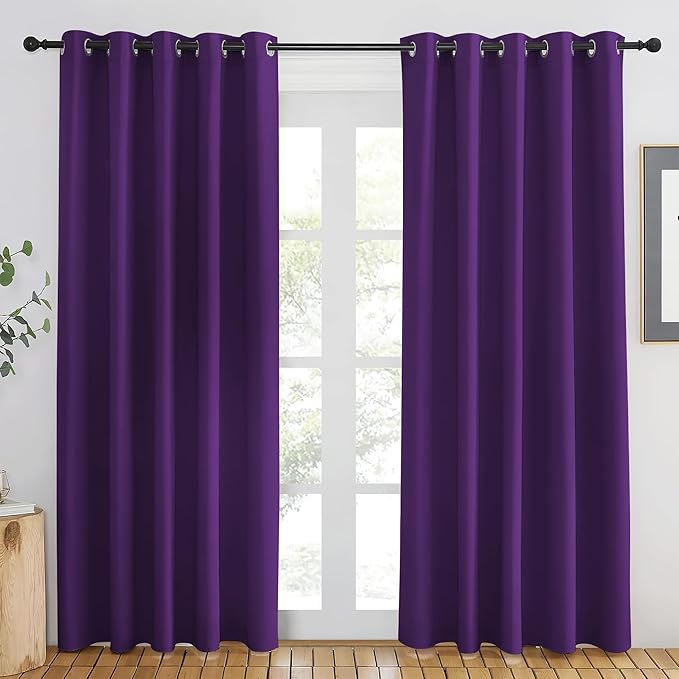 NICETOWN Royal Purple Blackout Curtains 84 inch Length, Grommet Top Room