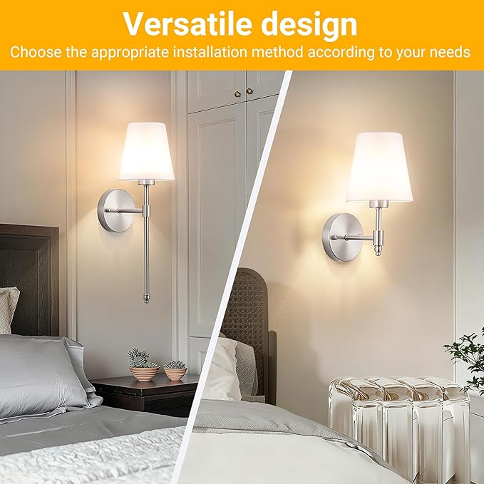 Vimhou Peel and Stick Wall Sconces, Stick On Wall Sconce Set of 2, Battery
