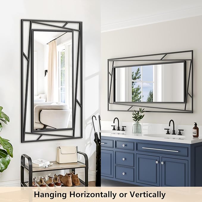 Rectangular Wall Mirror, Hang Horizontally or Vertically