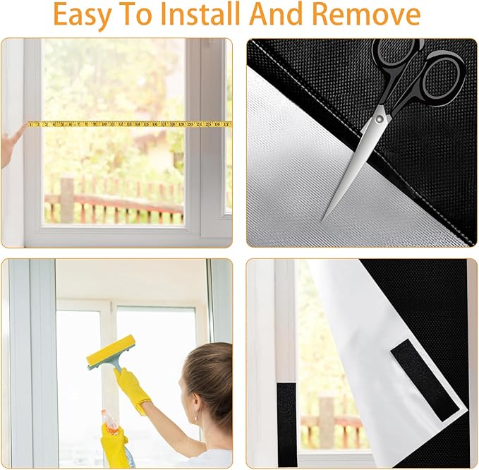 Blackout Blind,118x57 inches Portable Black Out Blinds Stick On Window