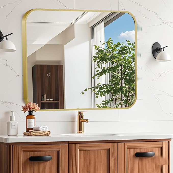 20x30 Inch Gold Mirror, Framed Rectangle Mirror