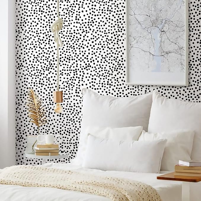 Jeweluck Peel and Stick Wallpaper Polka Dot Wallpaper Stick and Peel 17.7” x