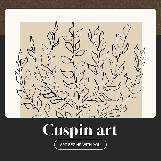 Framed Matisse Neutral Wall Art, Abstract Modern Minimalist Botanical Prints