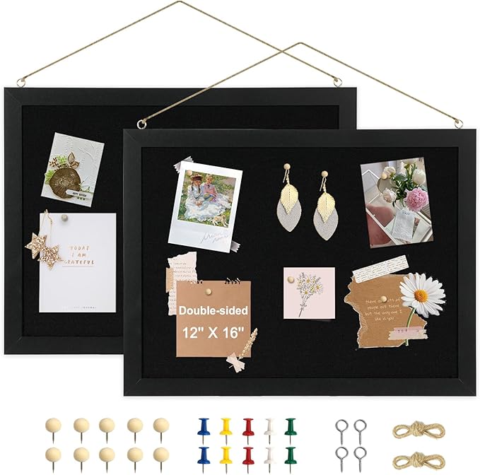 2-Pack Double-sided Black Cork Board