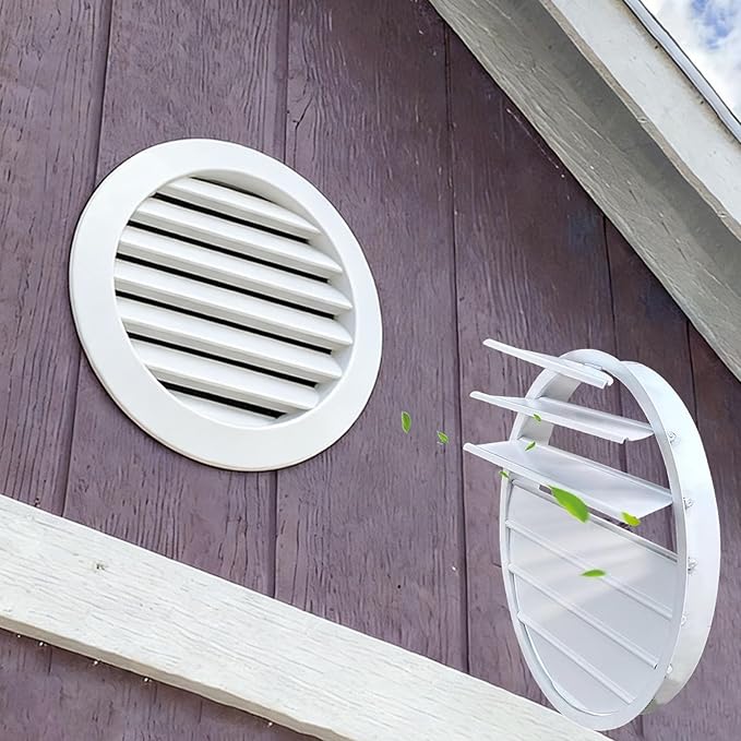 Attic Gable Vents Cover Automatic Gravity Grill, Round Metal Exhaust Grille Anti-backflow, Self-Closing Backdraft Damper Houses Wall Vent(76cm/30in)