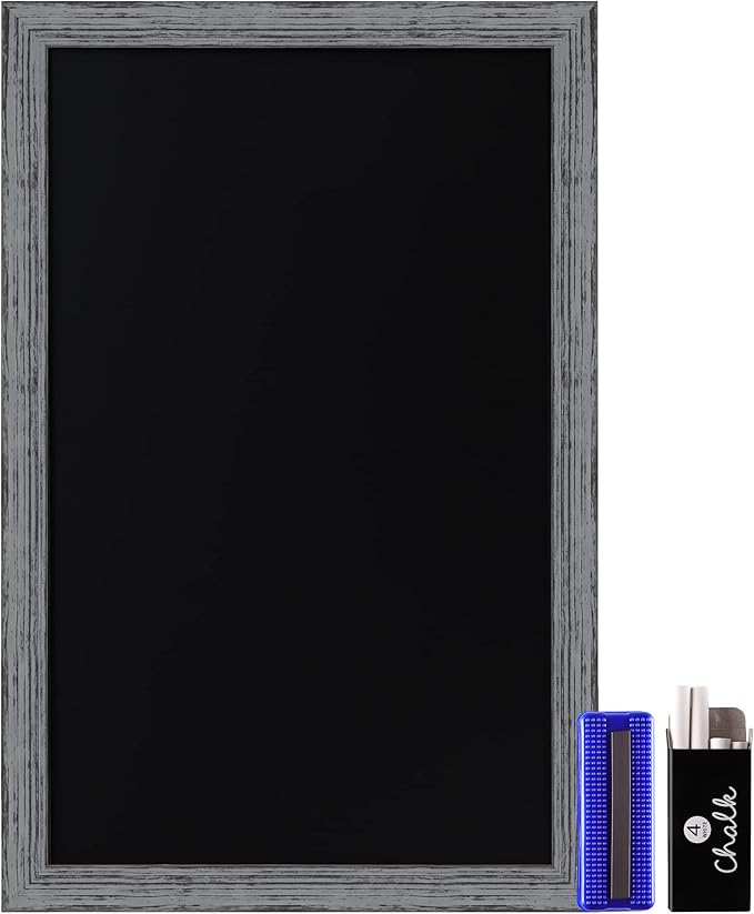HBCY Creations Rustic Grey Wooden Magnetic Wall Chalkboard, Extra Large Size