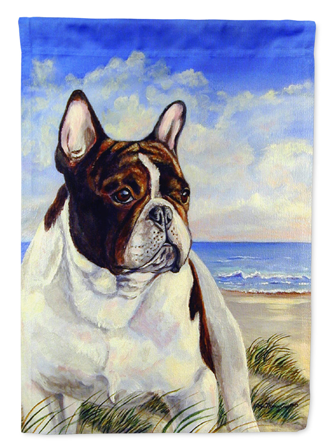 French Bulldog at the beach Garden Flag â Decorative Outdoor Yard Flag