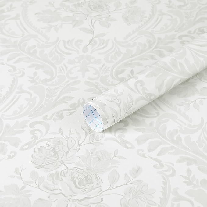 Ismoon Floral Peel and Stick Wallpaper Grey Contact Paper Boho Watercolor