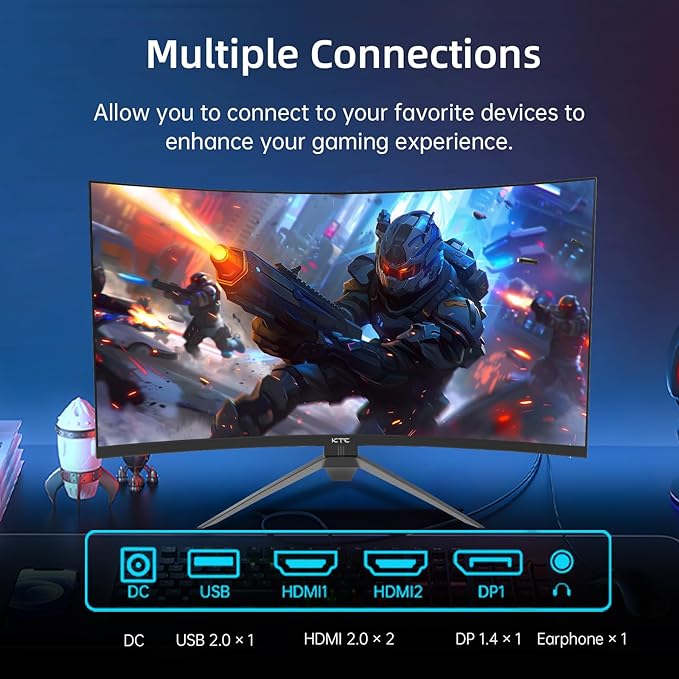 KTC 32 Inch 240Hz Curved Gaming Monitor, FHD 1080P 1500R HDR Gaming PC Monitor, FreeSync, Ultra-Fast 1ms Monitor for Gamer, 3500:1 Contrast, HDMI 2.0 x 2, DisplayPort 1.4 & USB 2.0, H32S17F