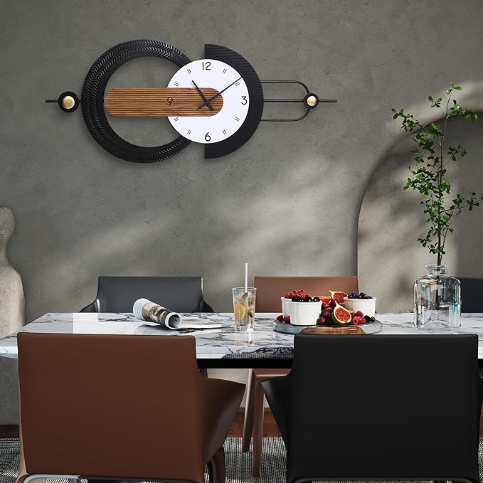 Modern Minimalist Wall Clocks, Silent Non-Ticking Battery Operated,