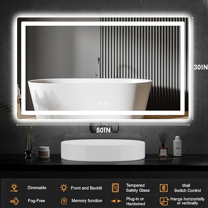 AMOISE LED Bathroom Vanity Mirror